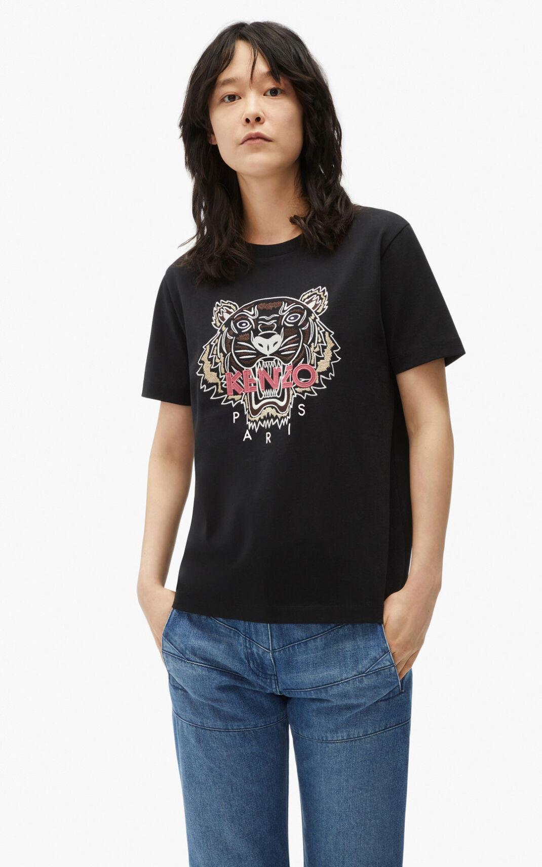 Camiseta Kenzo Loose fitting Tiger Feminino - Pretas | 245MGHOAN